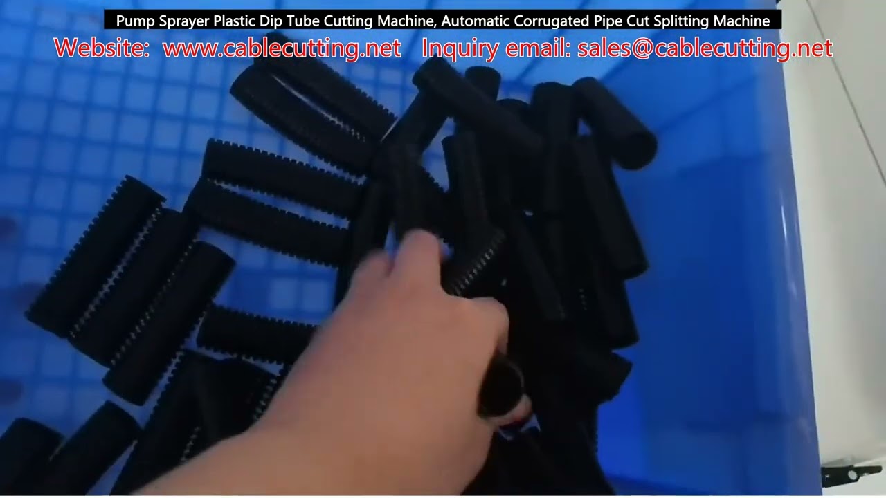 Pump Sprayer Plastic Dip Tube Cutting Machine, Automatic Corrugated Pipe Cut Splitting Machine
